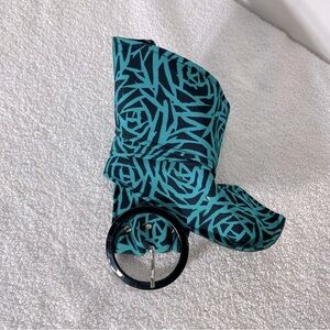 Vintage Black Blue Abstract Line Print Wide Belt